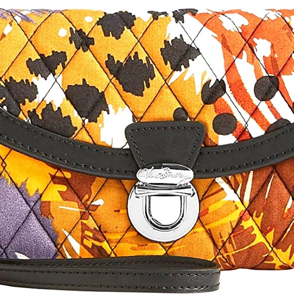 Vera Bradley printed quilted pushlock zip around wristlet, yellow…